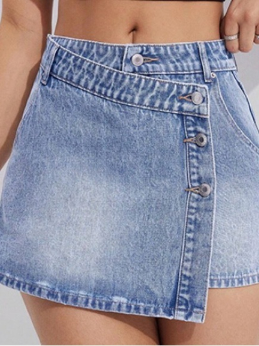 High-Waist Light Blue Denim Mini Skirt